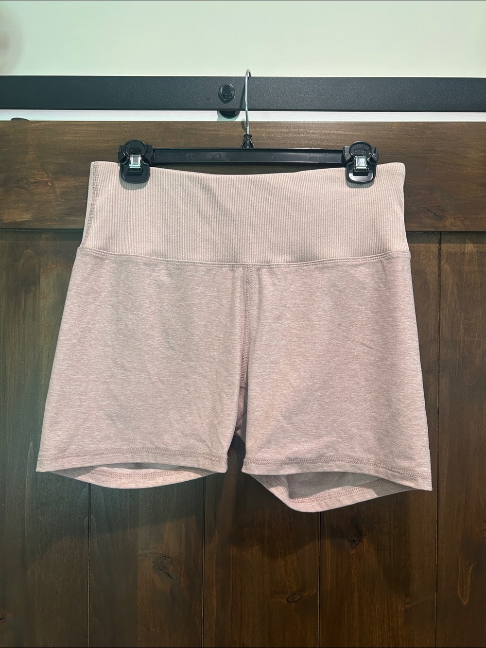 E725 GreenTea Light Pink High-Rise Bike Shorts - Size Large